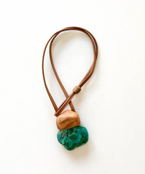 Collar largo, piel Camel