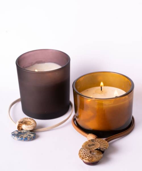 Collar largo piel Camel, Amonites