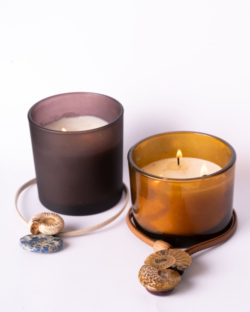 Collar largo piel Camel, Amonites