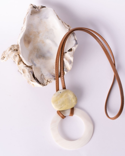 Collar Largo piel Camel