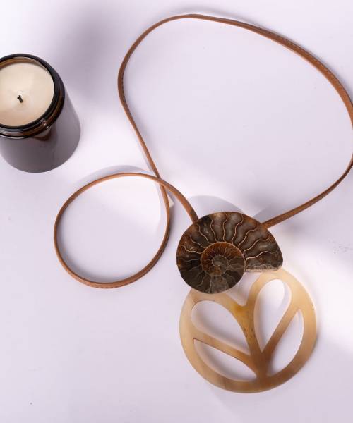 Collar largo piel Camel