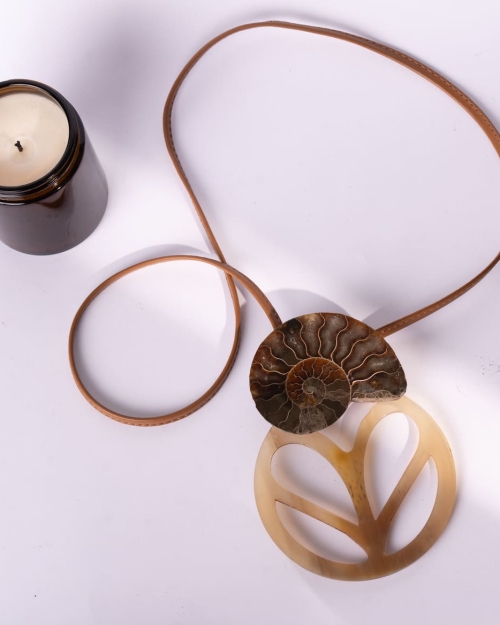 Collar largo piel Camel