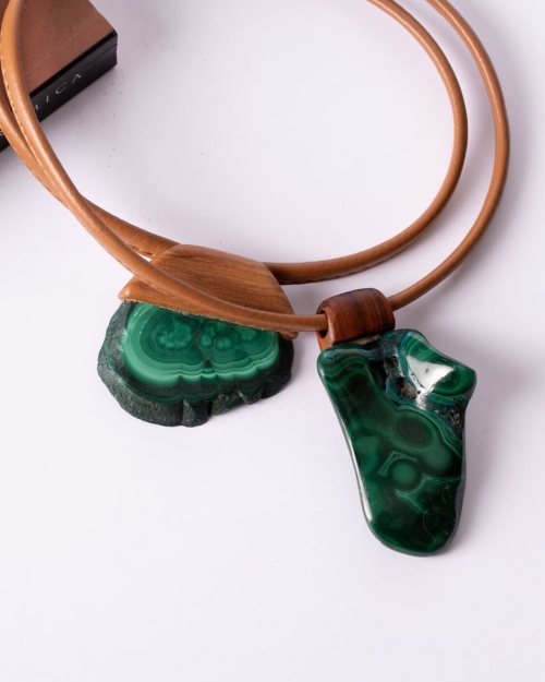 Collar corto piel Camel