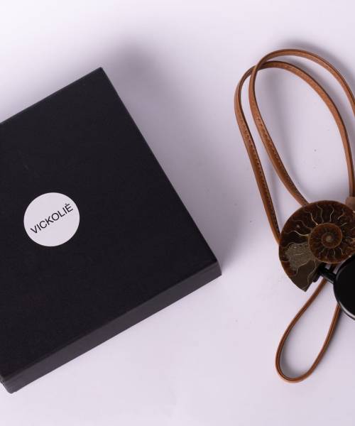 Collar largo piel Camel