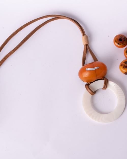 Collar largo piel Camel