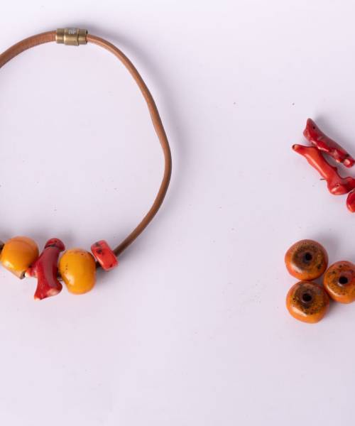 Collar corto piel Camel