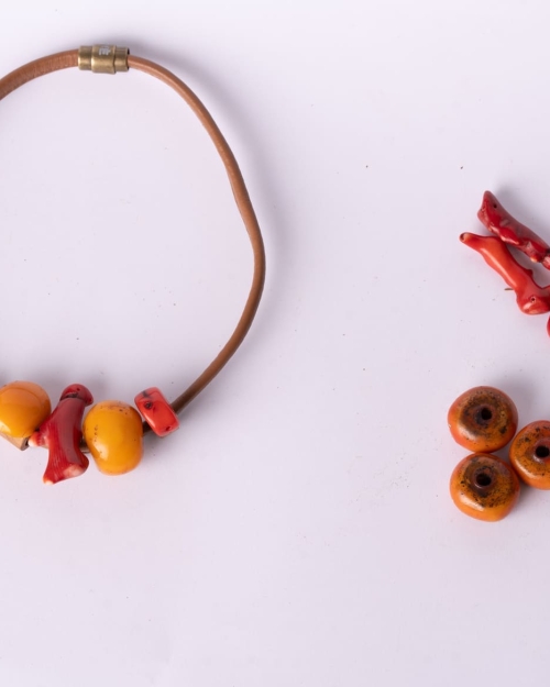 Collar corto piel Camel