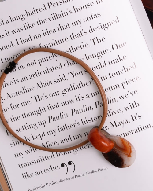 Collar corto piel Camel