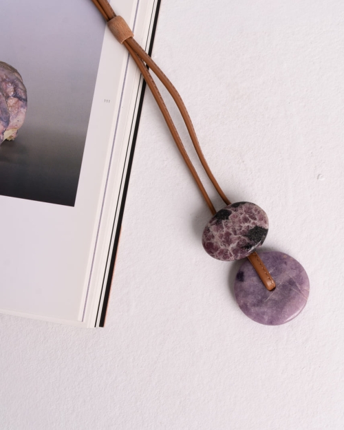 Collar largo piel Camel