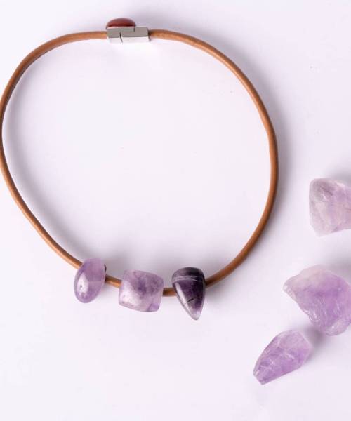 Collar corto piel Camel