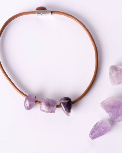 Collar corto piel Camel