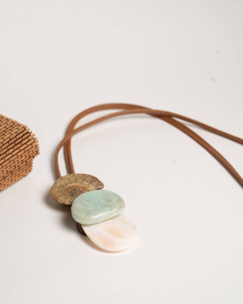 Collar largo piel camel